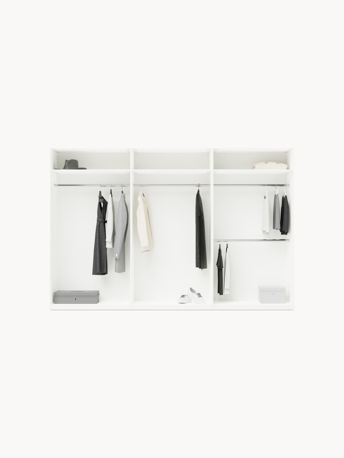Lenvenno Modular Hinged-Door Wardrobe, 300 cm Wide, in Various Sizes