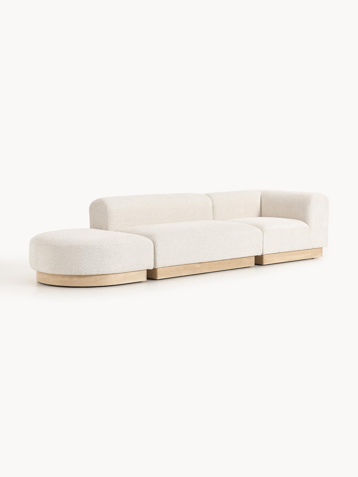 Natfia Modular Ottoman in Teddy Bouclé with Stool (Left/Right)