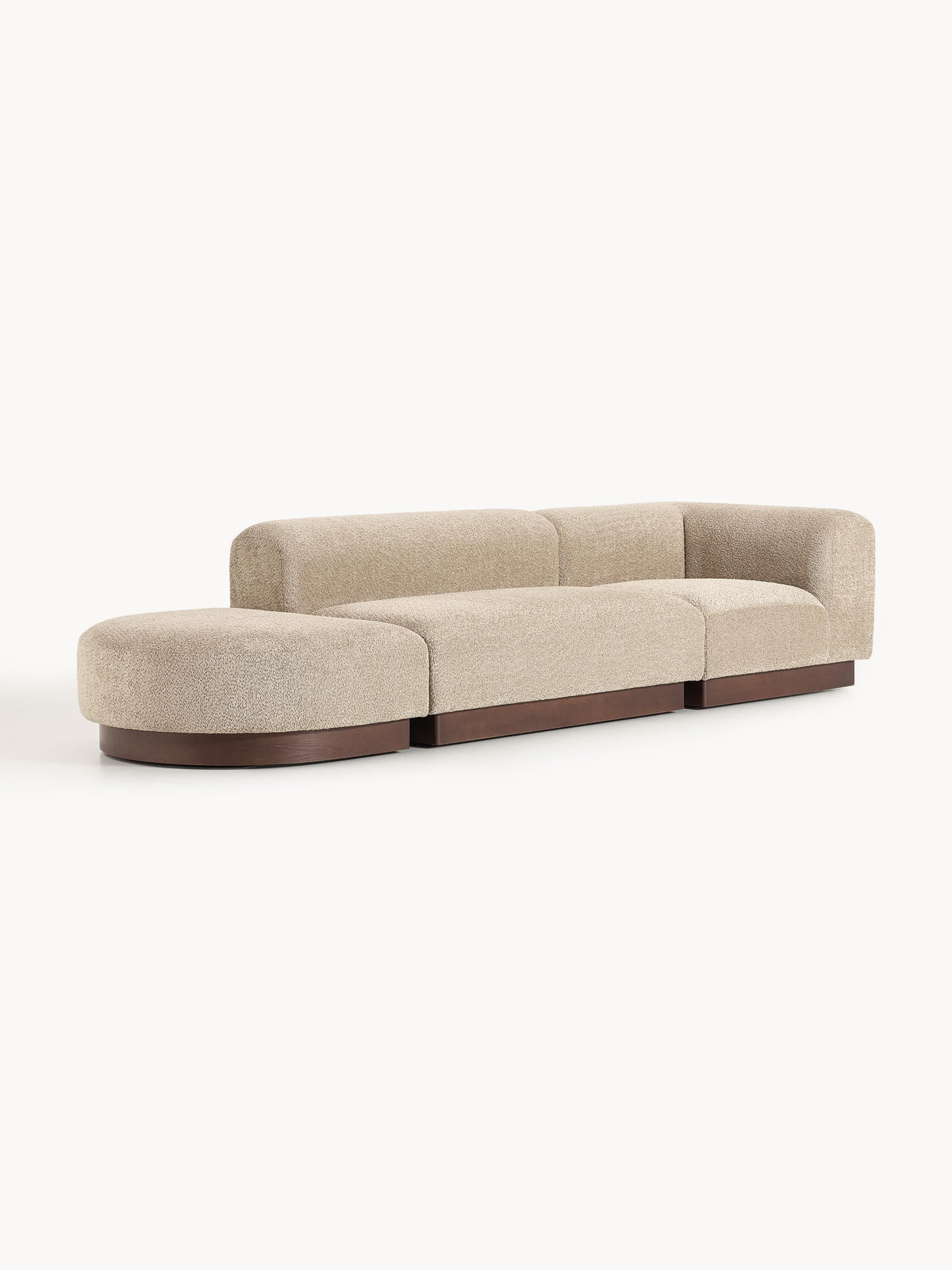 Natfia Modular Ottoman in Teddy Bouclé with Stool (Left/Right)