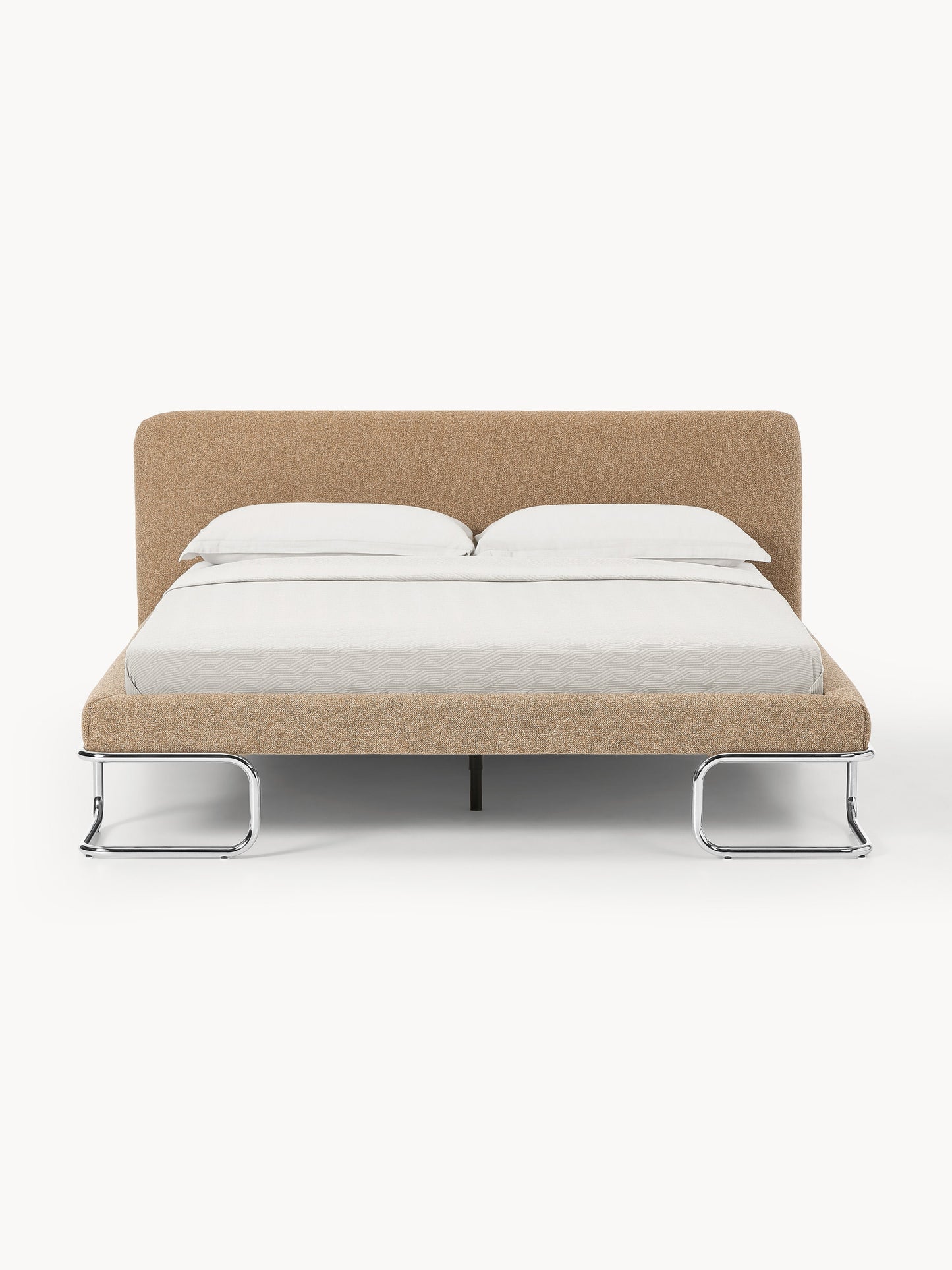 Olfia Upholstered Bed in Bouclé with Metal Legs