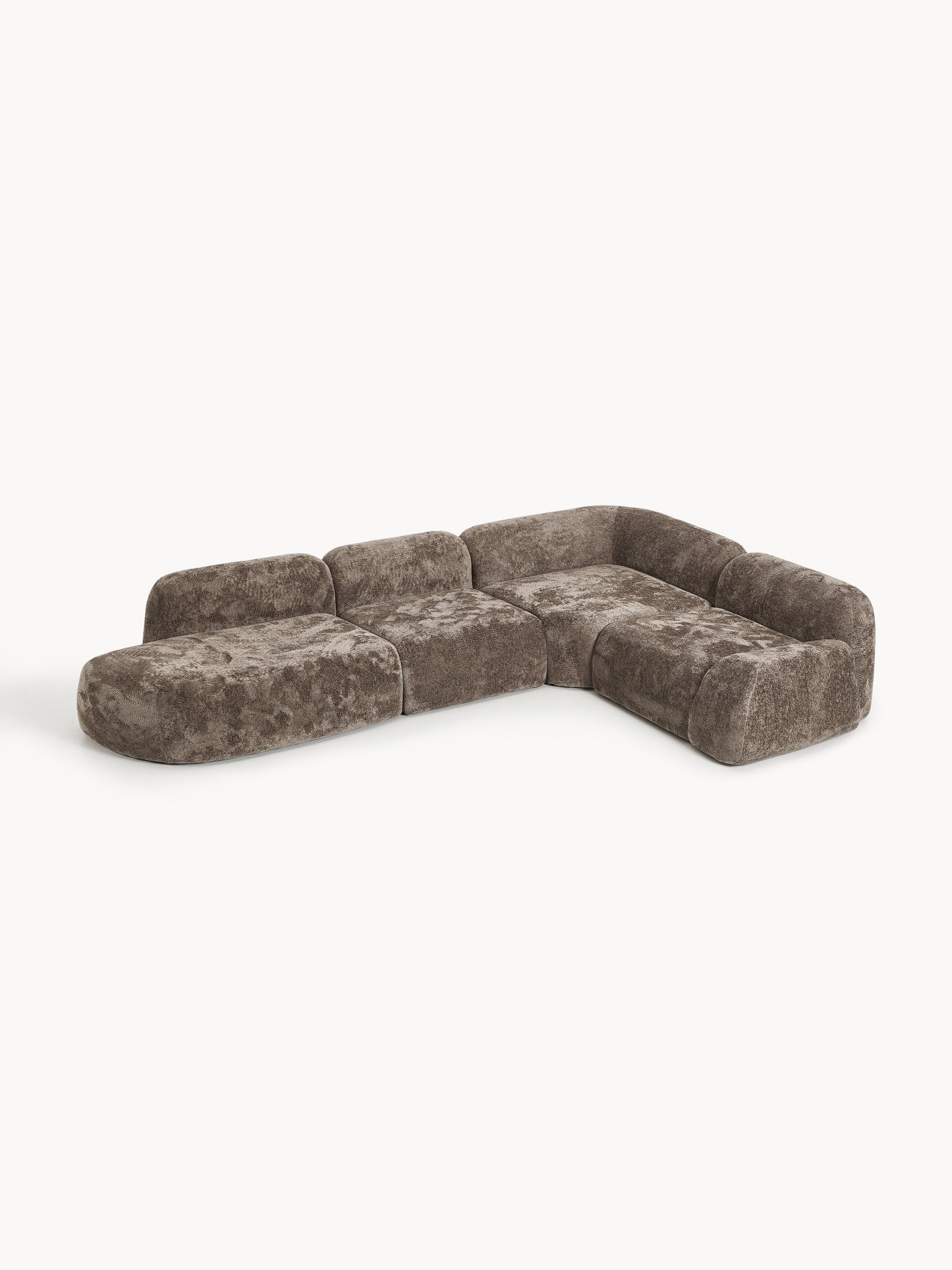 Wolzania XL Modular Corner Sofa in Teddy Bouclé with Chaise Longue