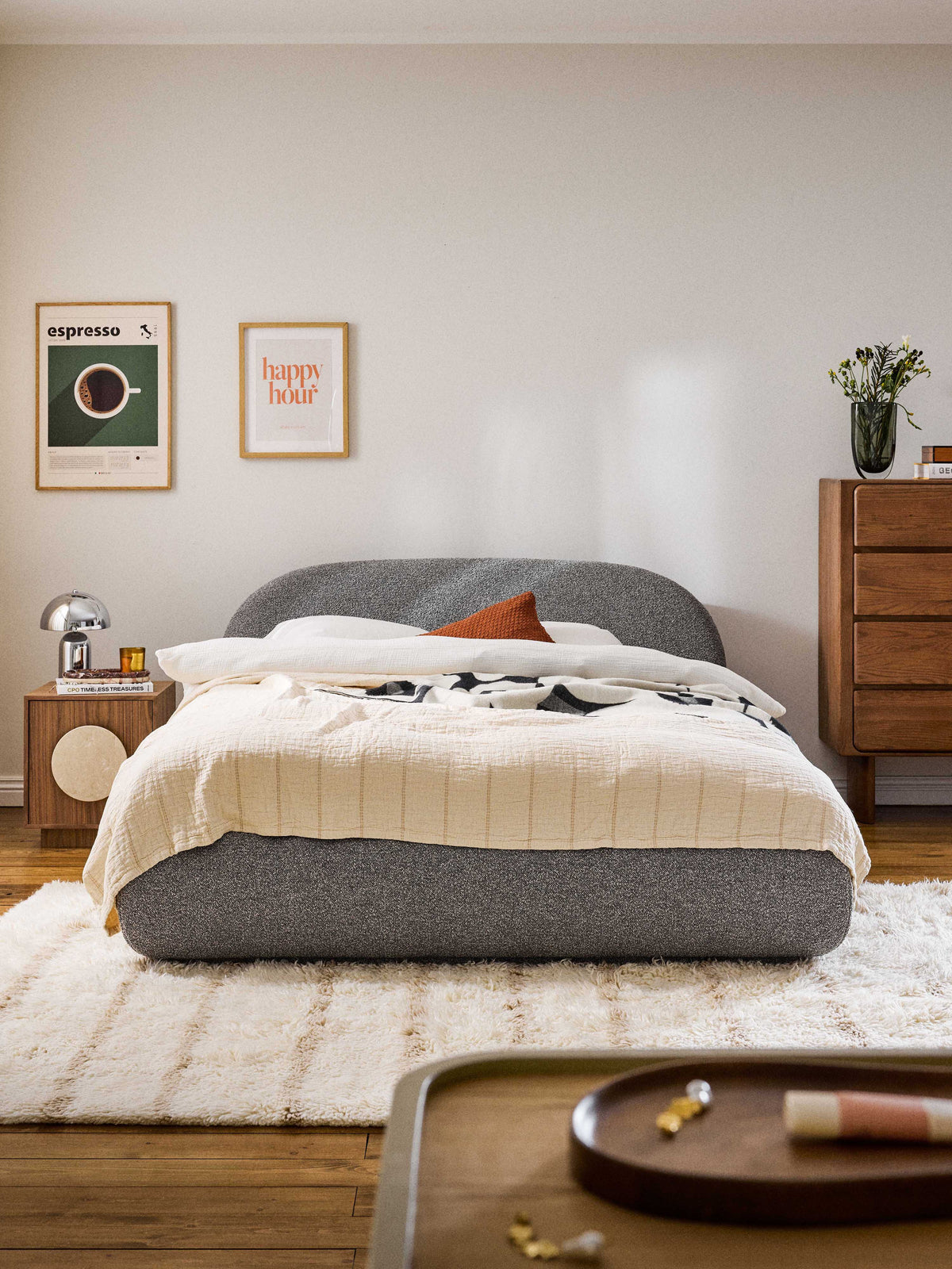 Albiana Upholstered Bed in Bouclé
