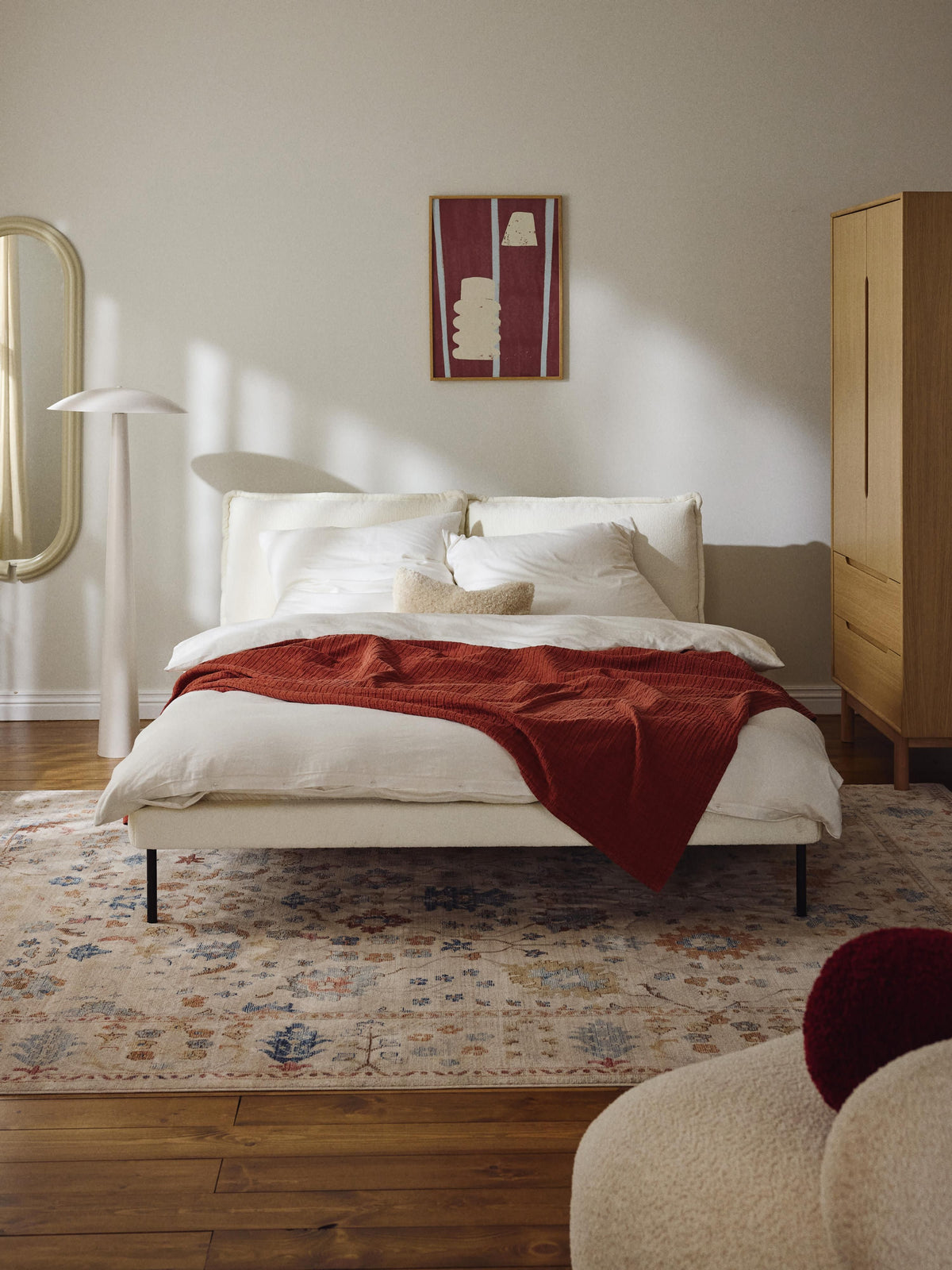 Amelfia Teddy Bouclé Upholstered Bed