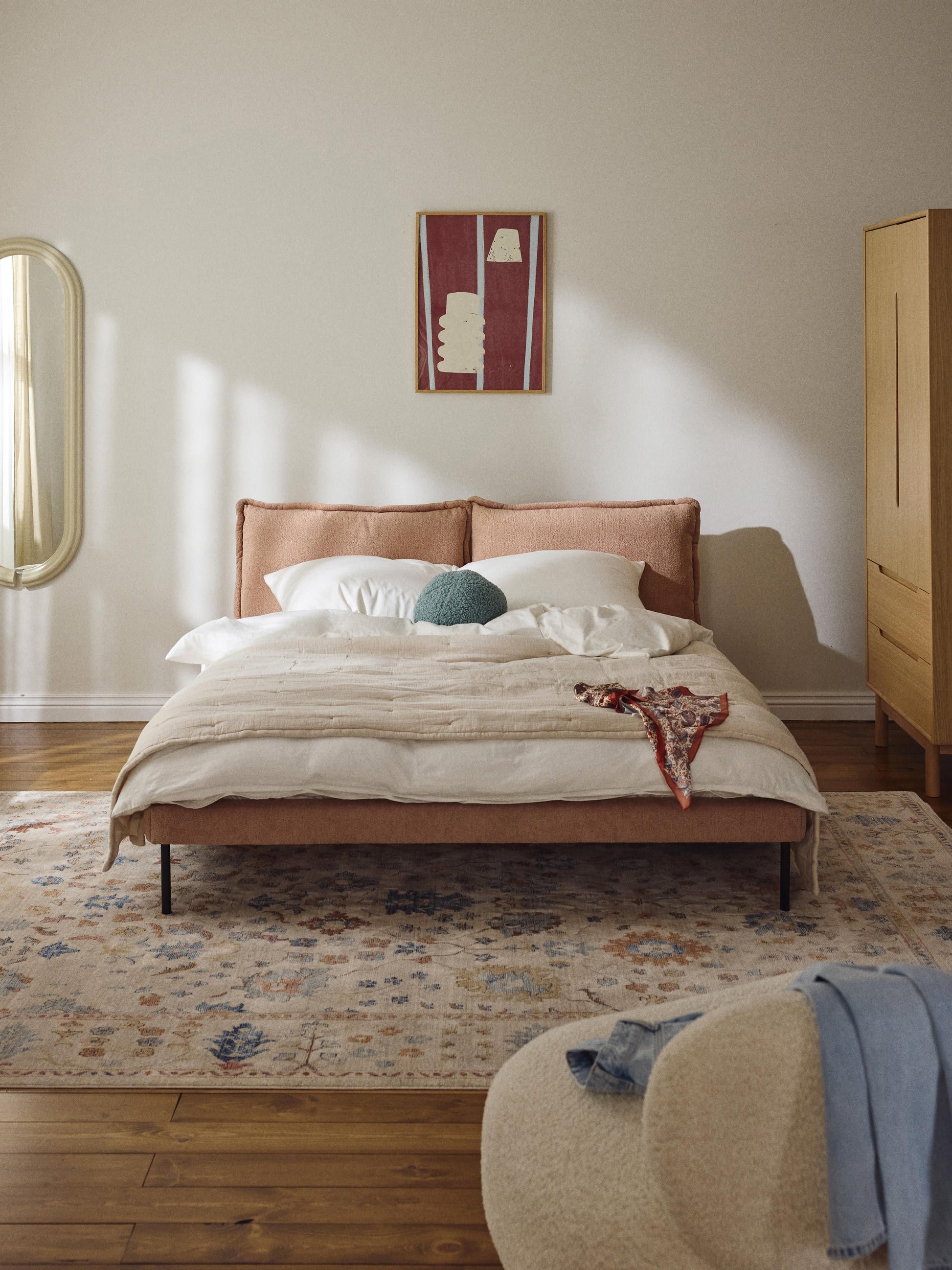 Amelfia Teddy Bouclé Upholstered Bed
