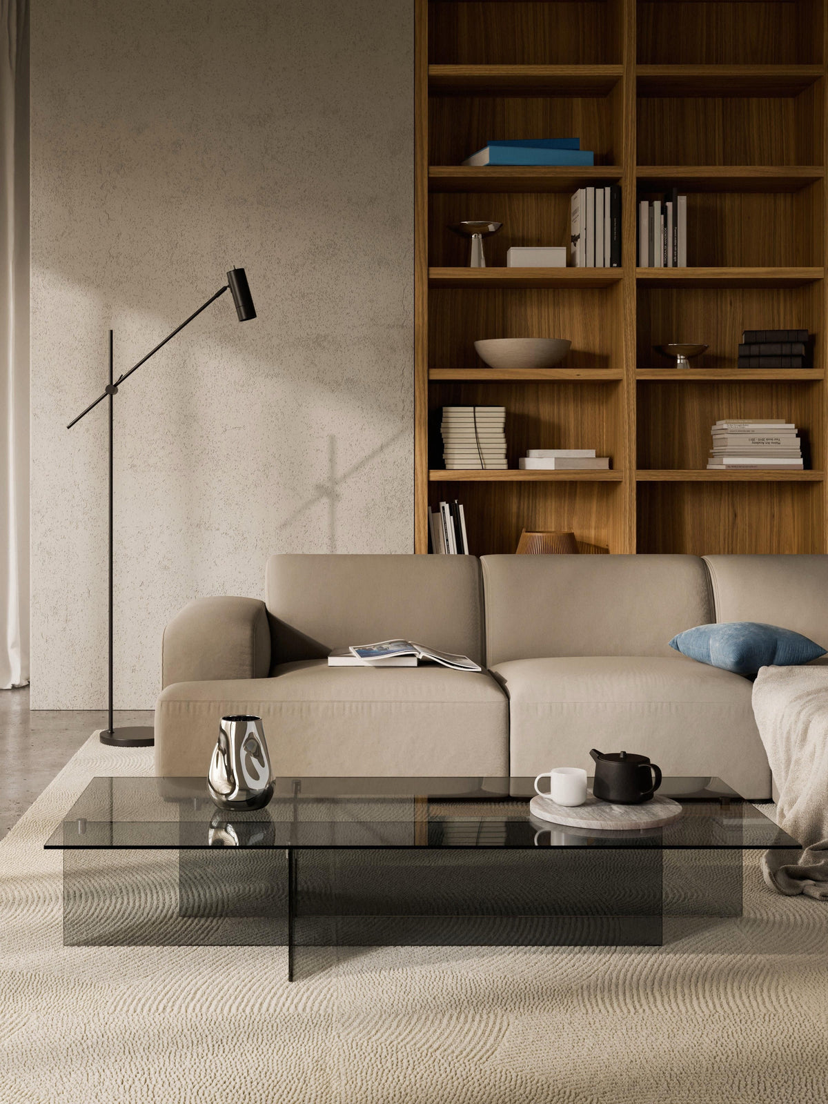 Anoudie Large Glass Coffee Table, W 160 cm