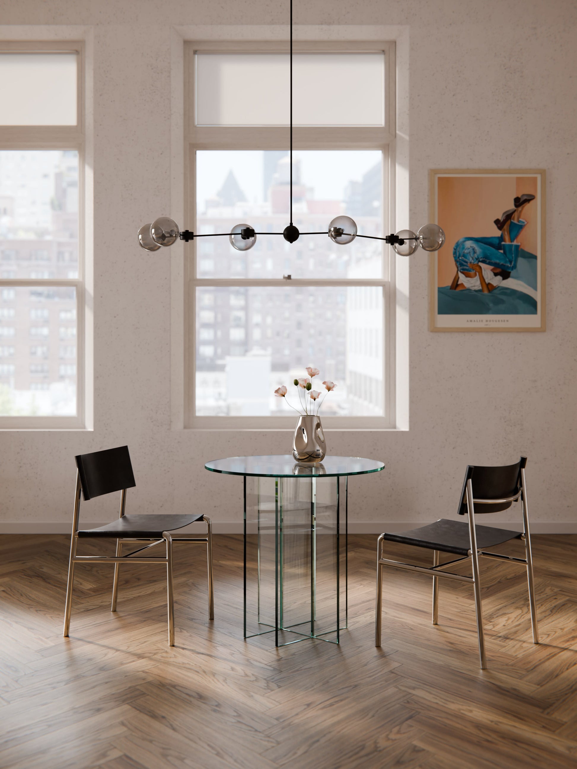 Anoudie Round Glass Dining Table, in Various Sizes