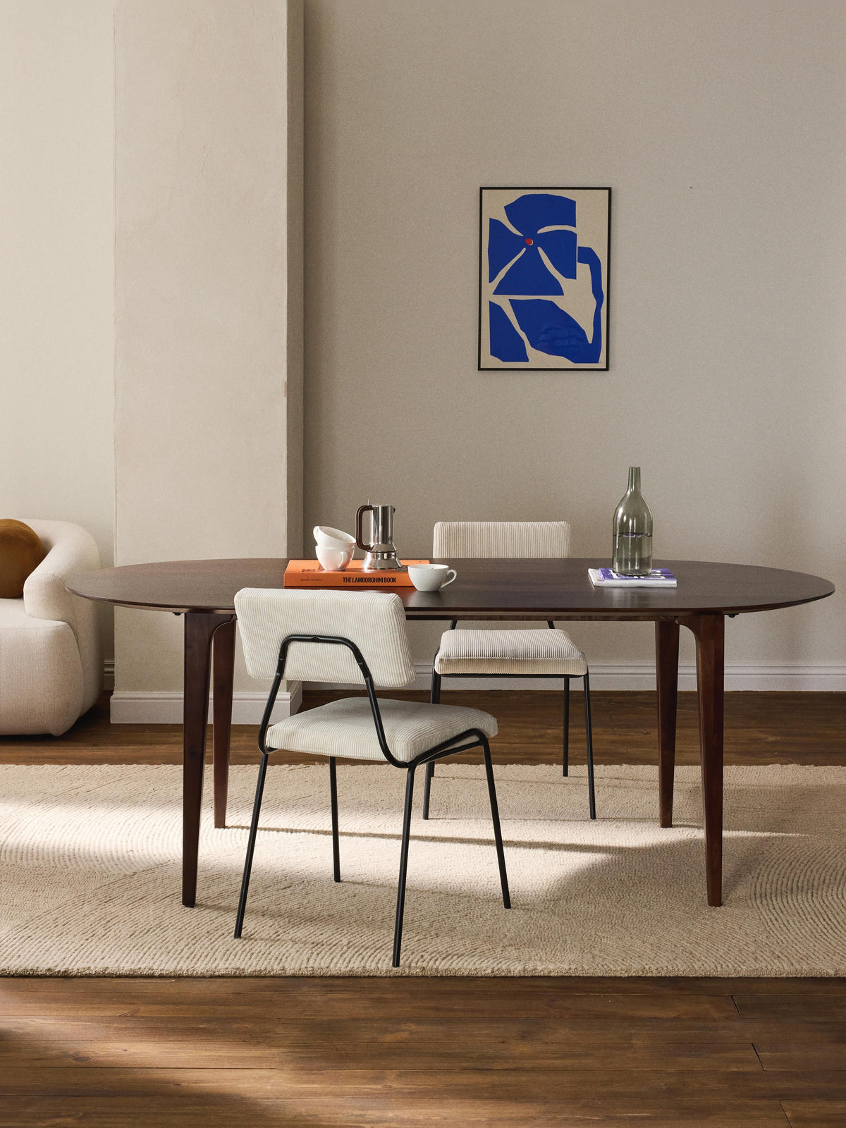 Archessi Oval Dining Table in Mango Wood, 200 x 100 cm