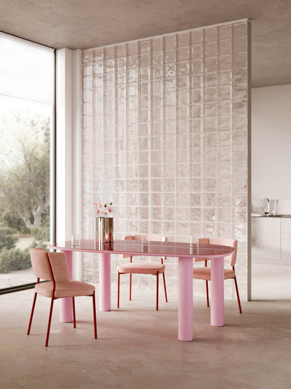 Benvenno Organic Dining Table, Glass Top, 200 x 110 cm