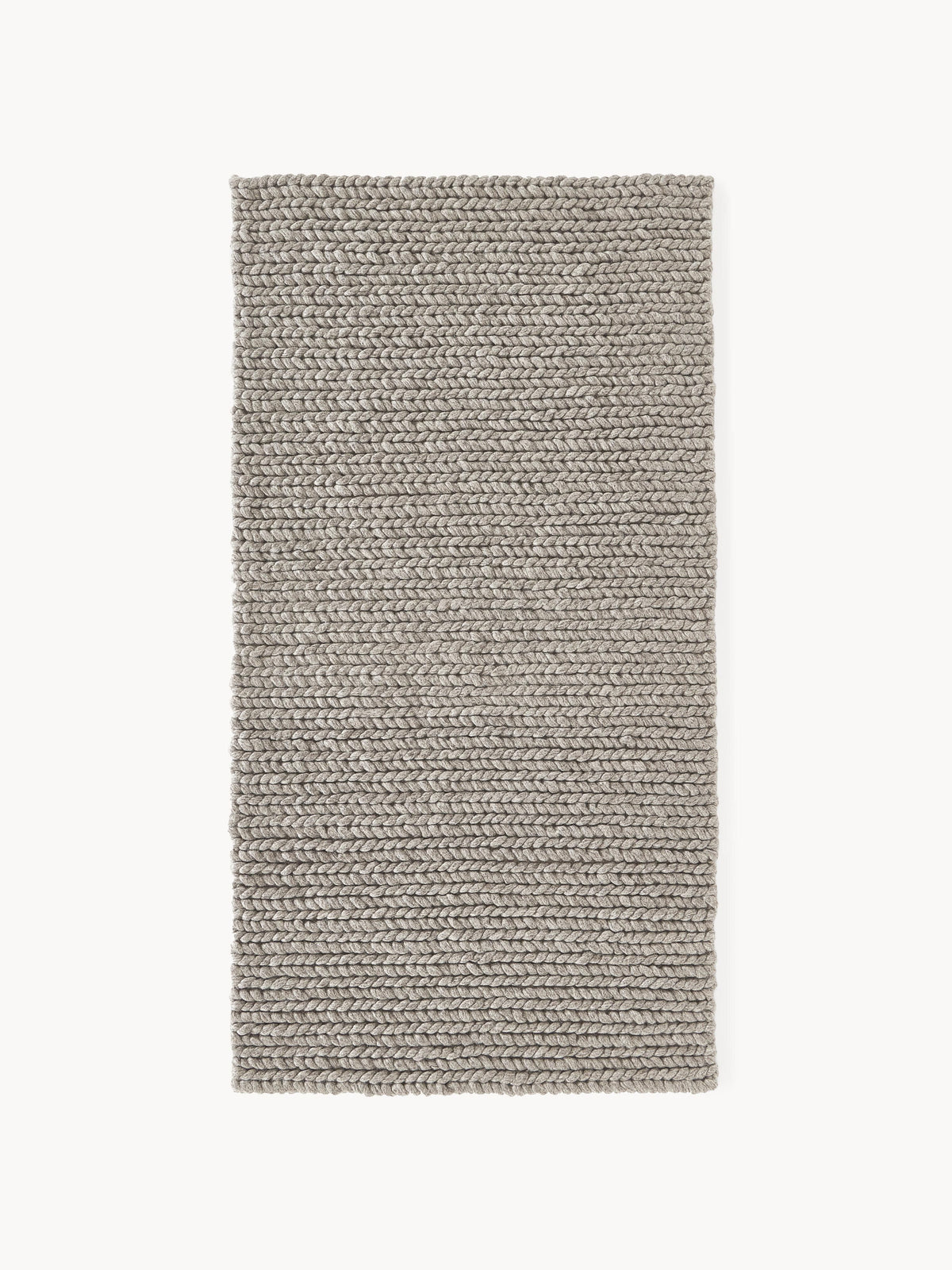 Brunzia Wool Rug with Braided Texture, Handmade