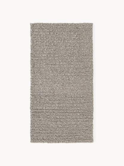 Brunzia Wool Rug with Braided Texture, Handmade