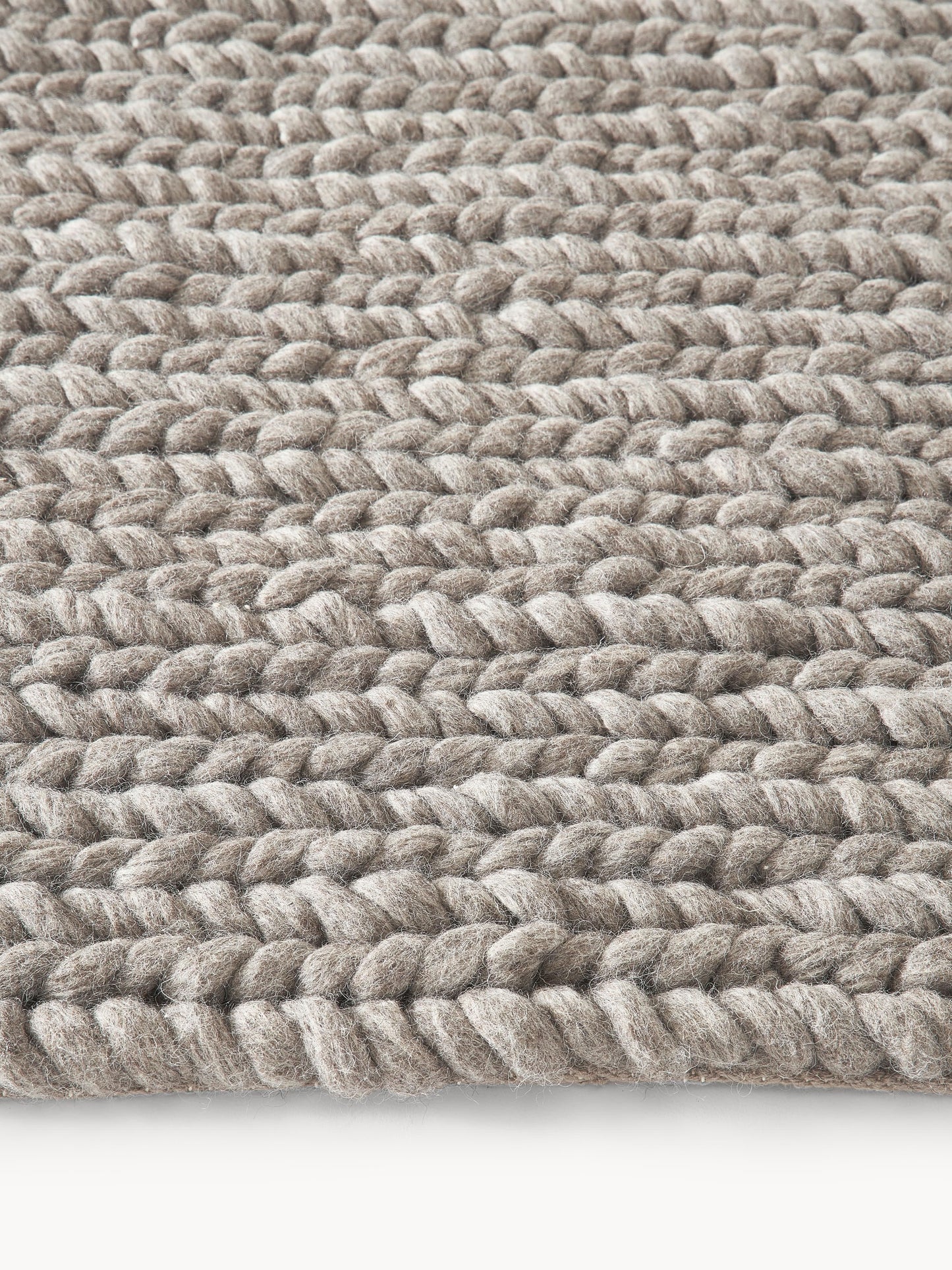 Brunzia Wool Rug with Braided Texture, Handmade