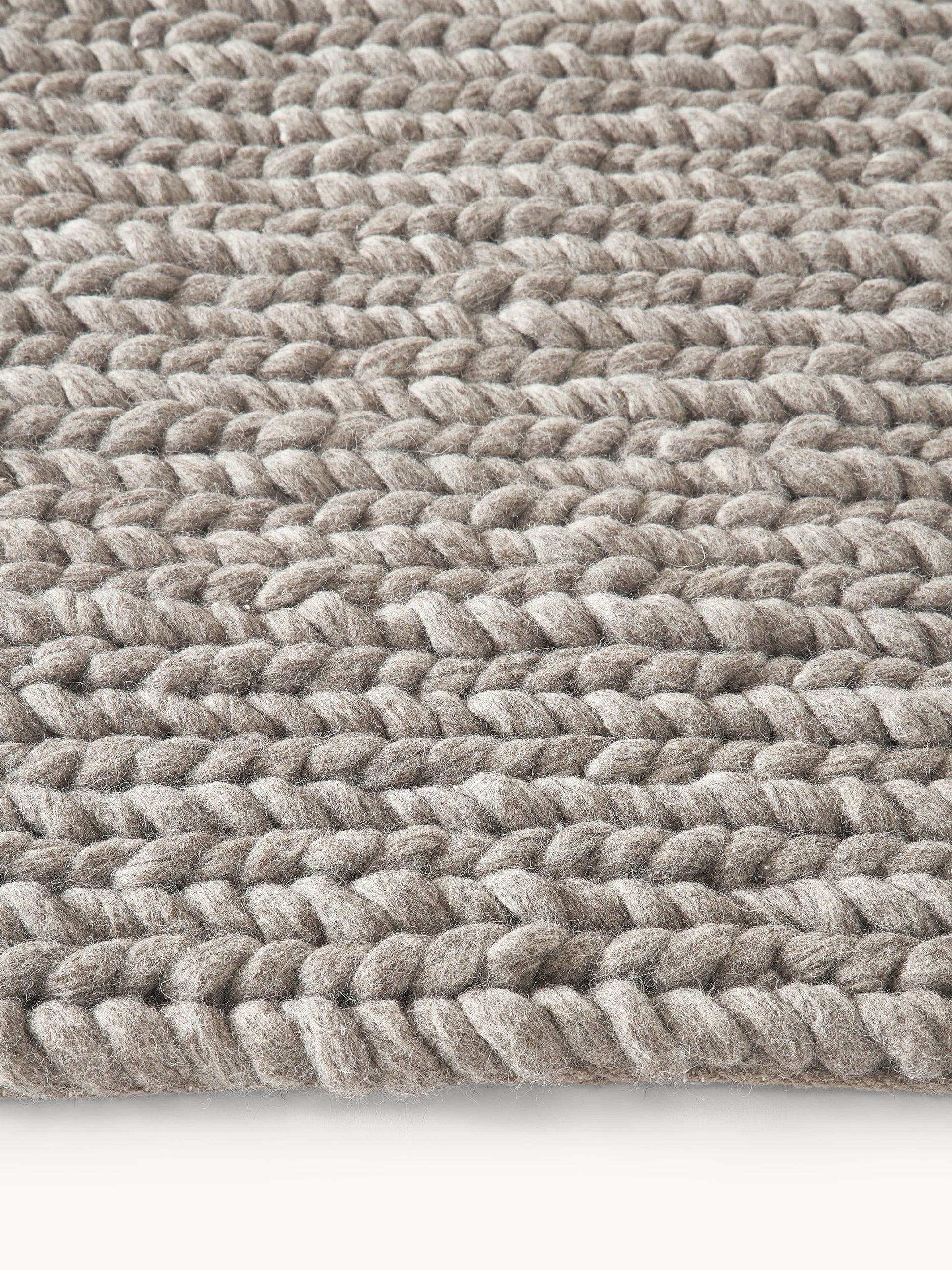 Brunzia Wool Rug with Braided Texture, Handmade