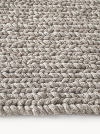 Brunzia Wool Rug with Braided Texture, Handmade