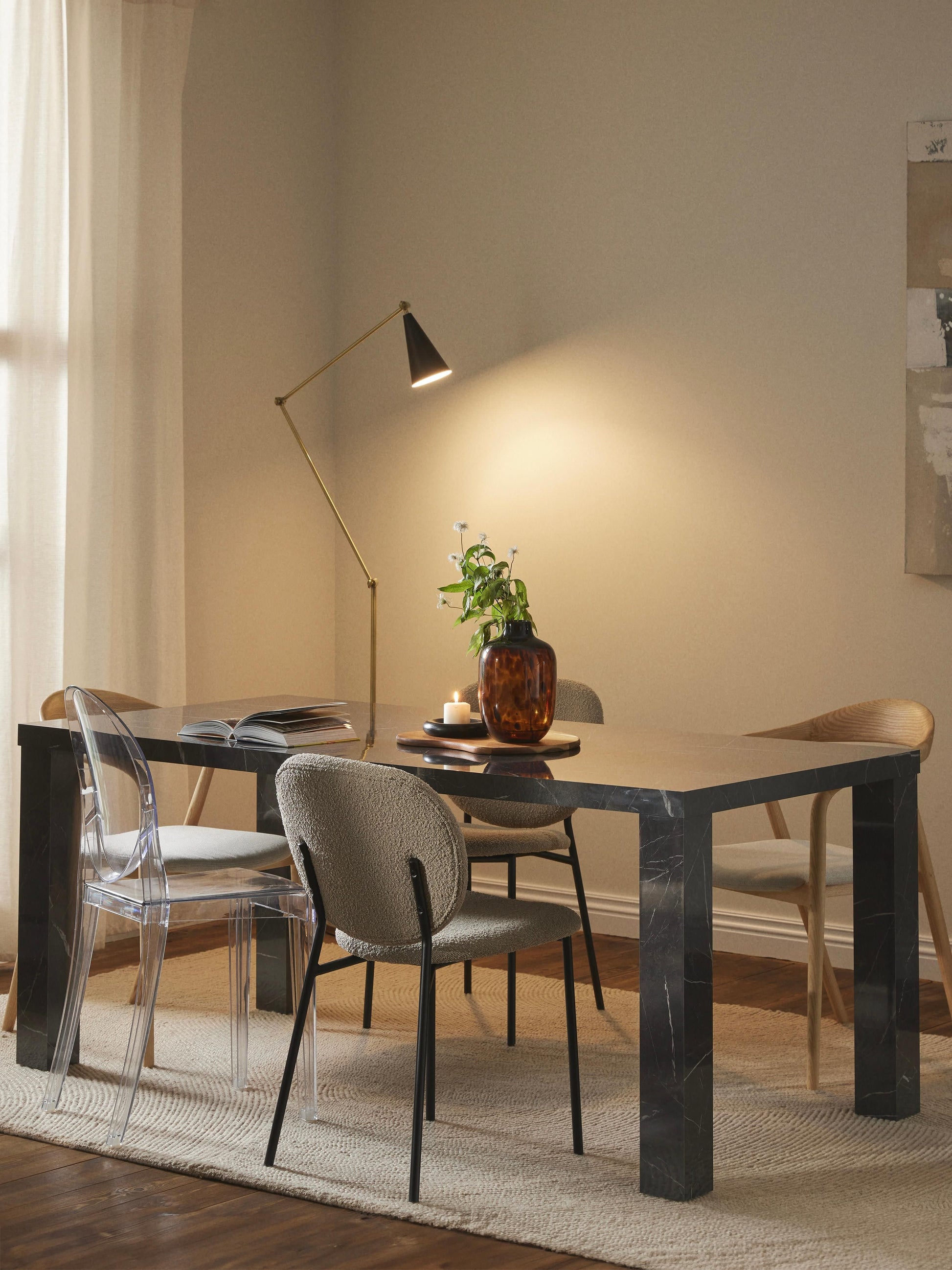 Carlaro Dining Table in Marble Look, 180 x 90 cm