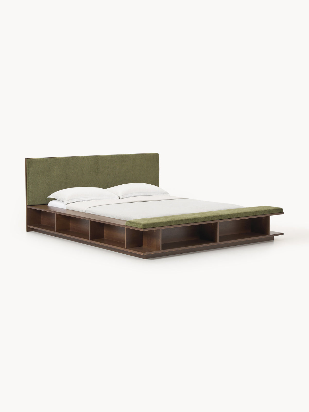 Clarelis Wooden Bed Frame with Bench and Side Shelves