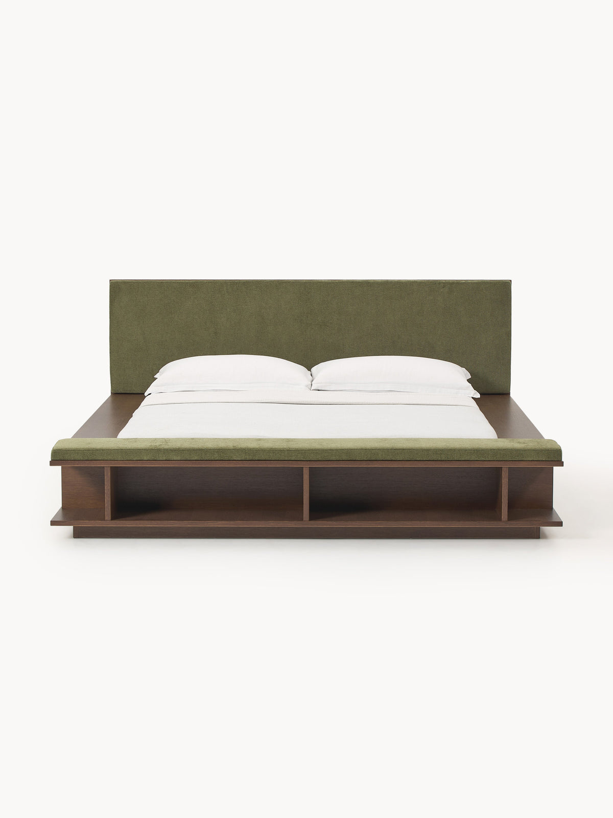 Clarelis Wooden Bed Frame with Bench and Side Shelves