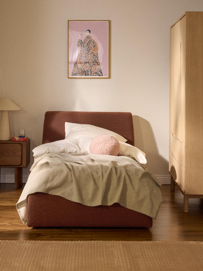 Clovarno Single Storage Bed in Bouclé