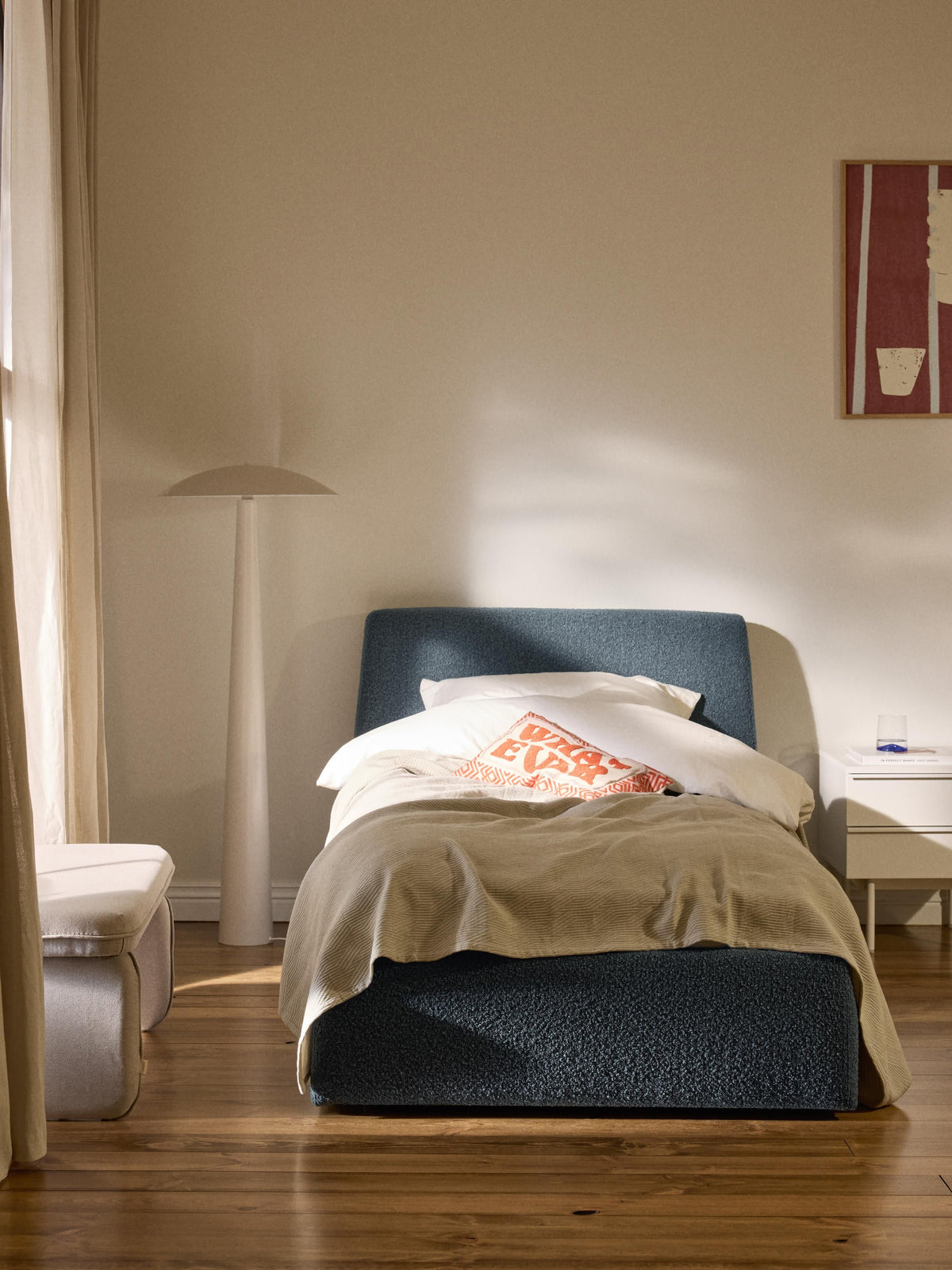 Clovarno Single Storage Bed in Bouclé