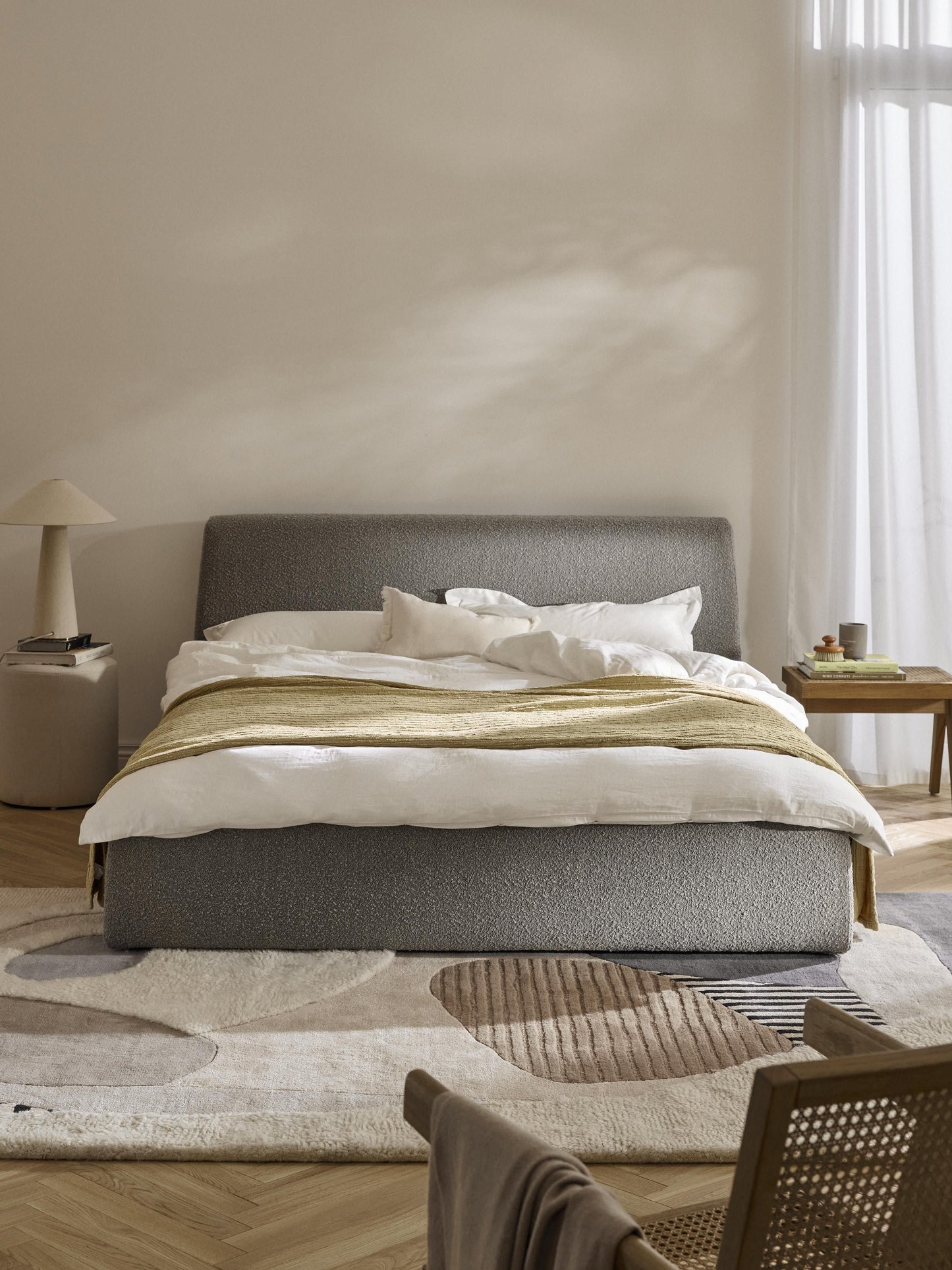 Clovarno Upholstered Bed in Bouclé
