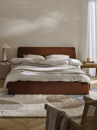 Clovarno Upholstered Bed in Bouclé with Storage
