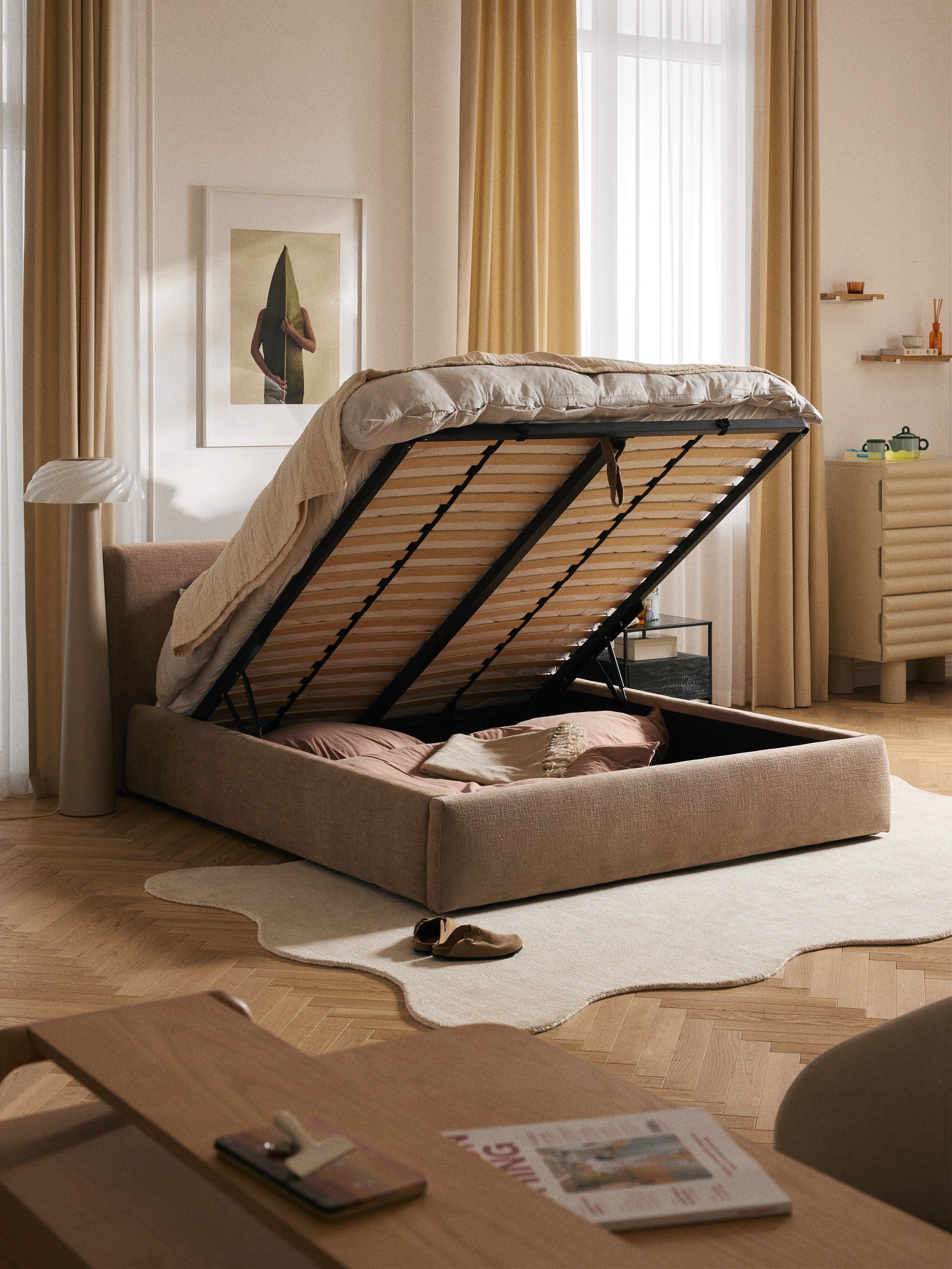 Clovarno Upholstered Bed with Storage