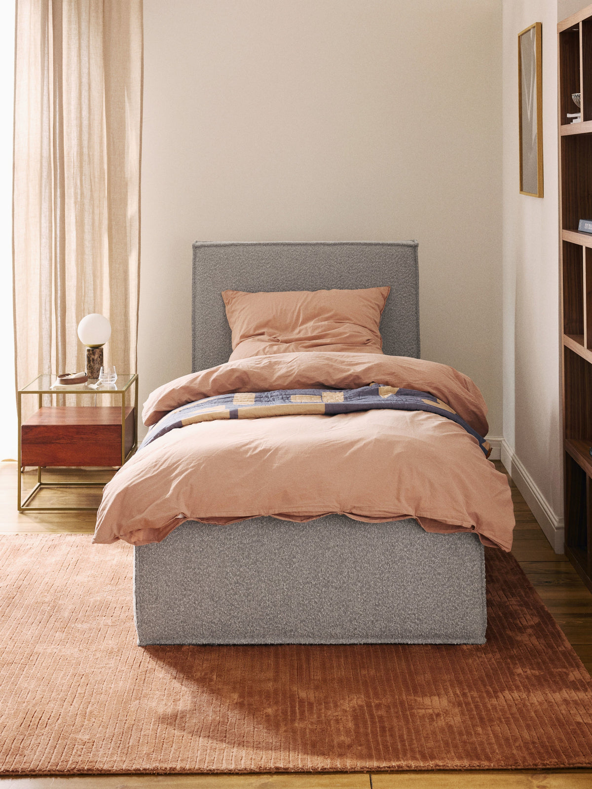 Drennova Single Bed in Bouclé