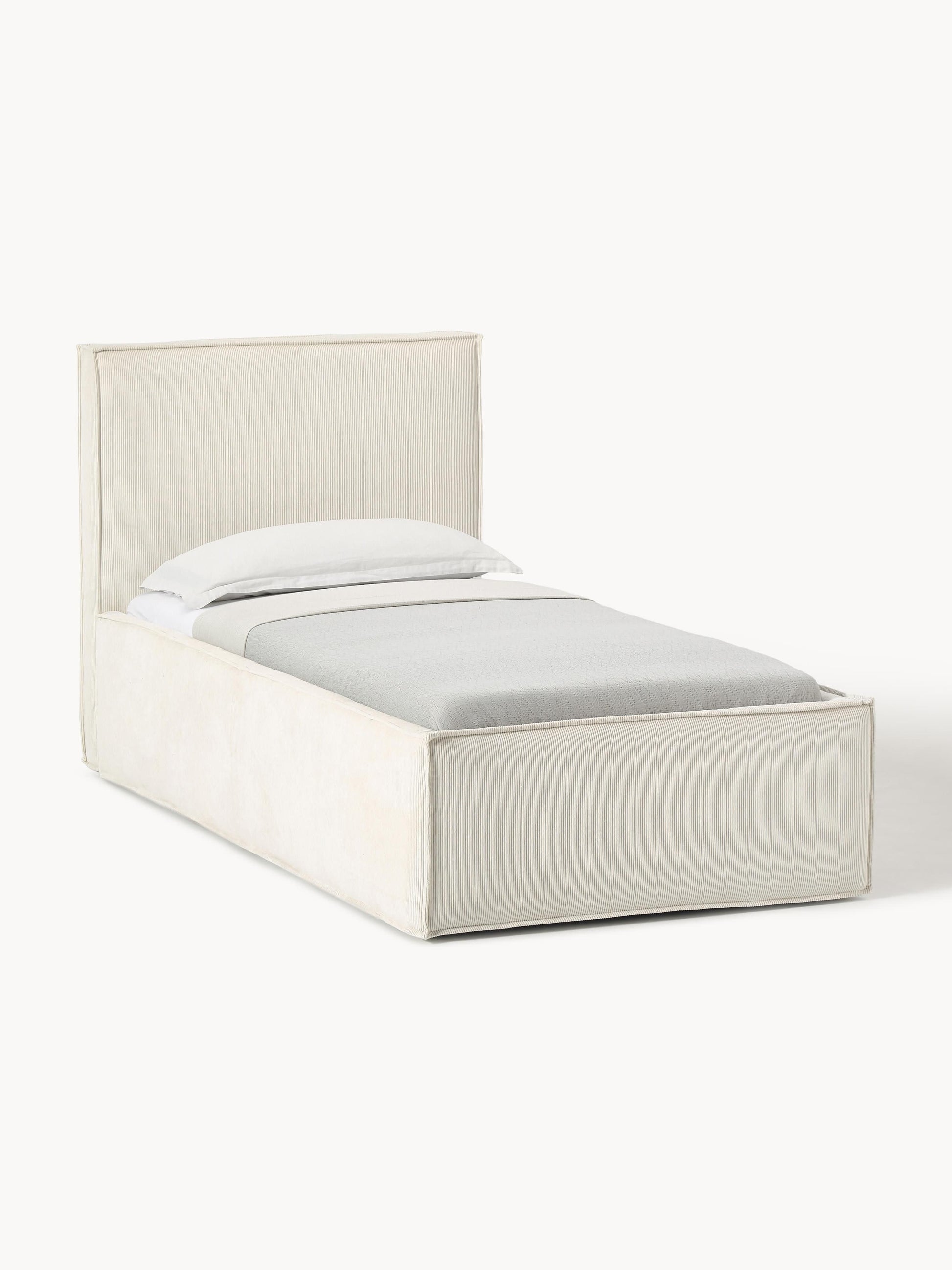 Drennova Single Bed in Corduroy with Storage