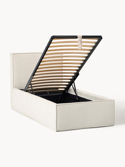 Drennova Single Bed in Corduroy with Storage