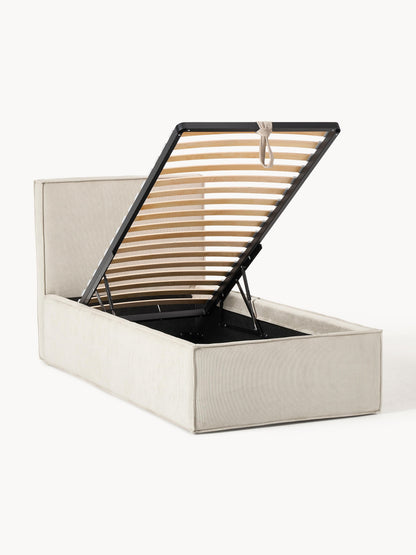 Drennova Single Bed in Corduroy with Storage