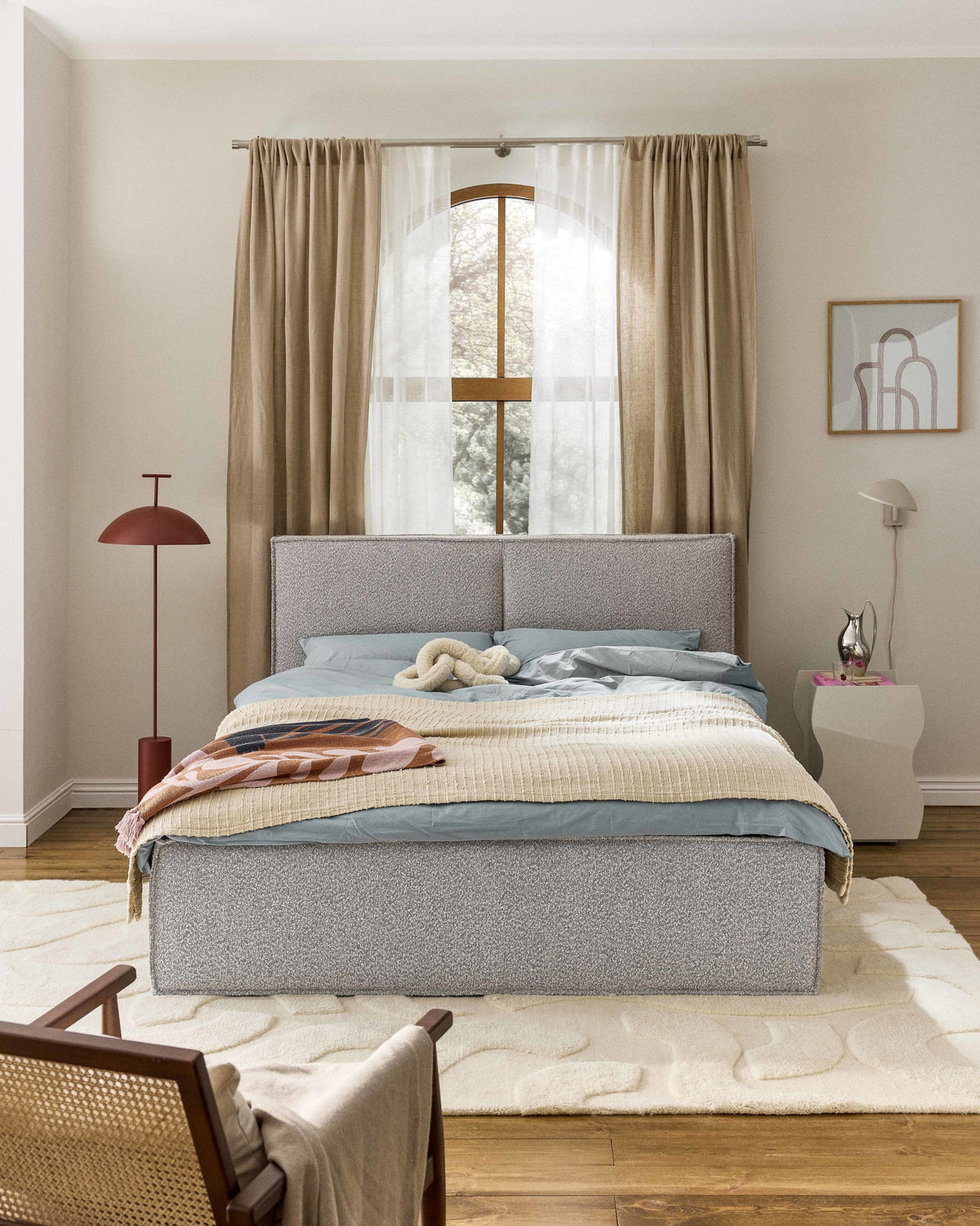 Drennova Upholstered Bed in Bouclé