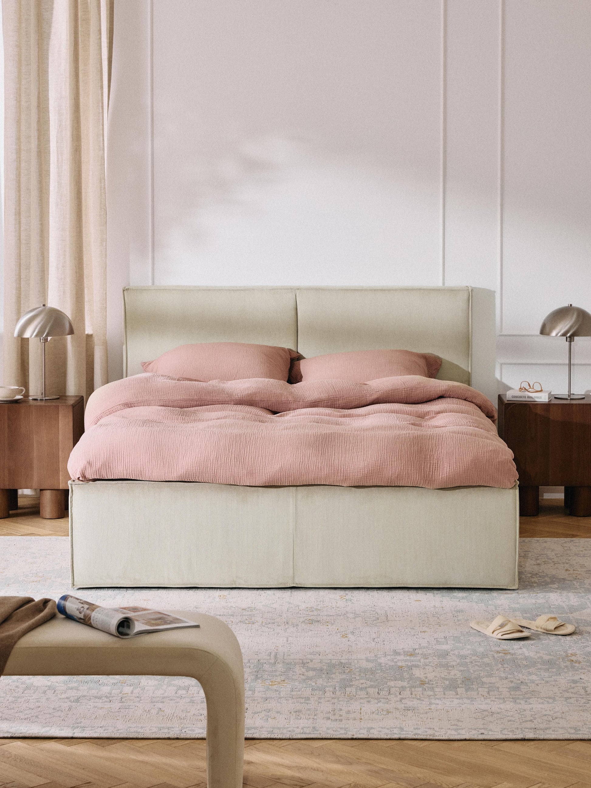 Drennova Upholstered Bed in Corduroy
