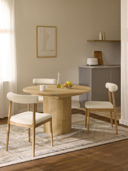 Filmoine Extendable Dining Table with Grooved Texture, 120 - 160 x 75 cm