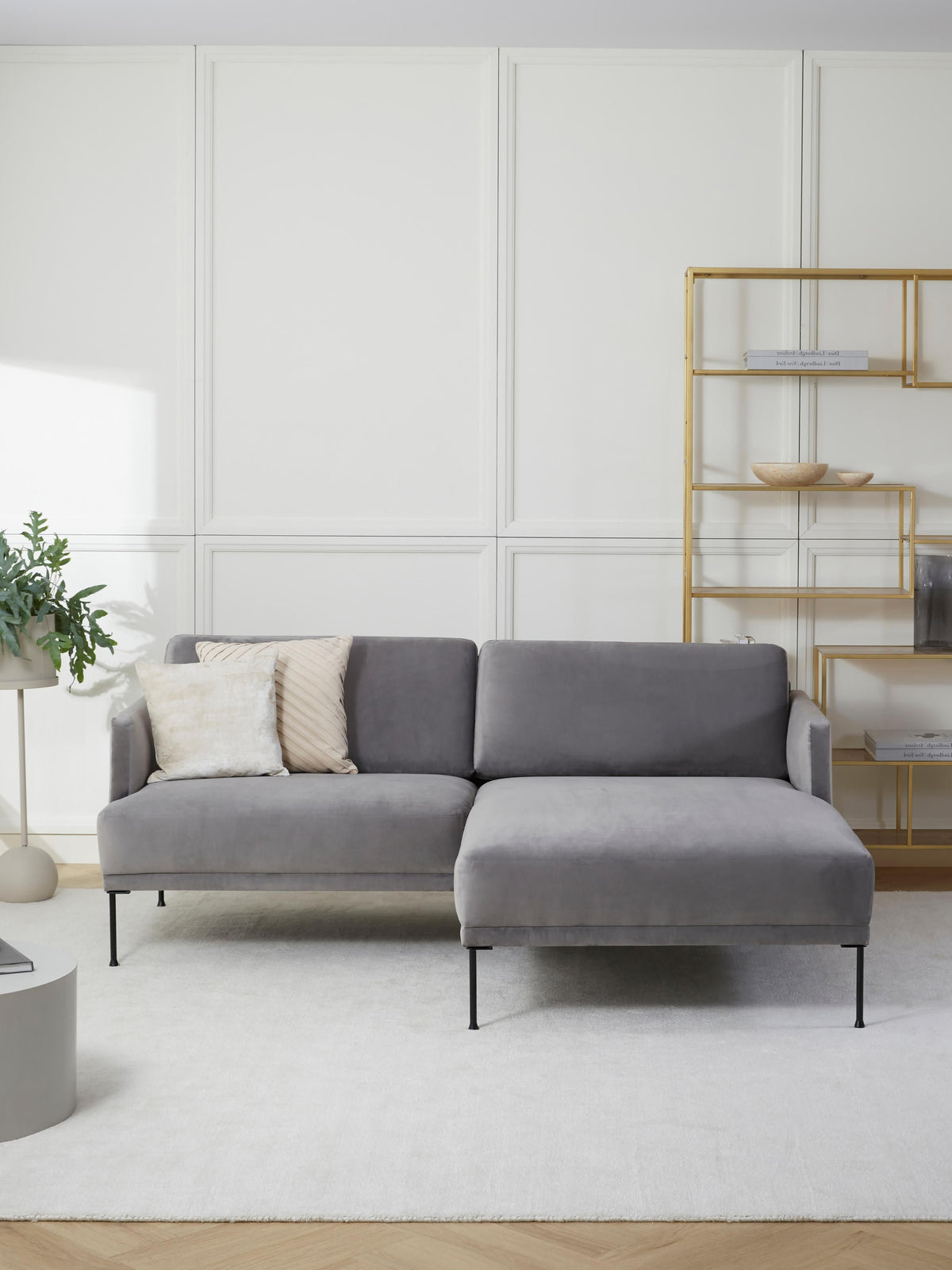 Fluzenna Velvet Corner Sofa, Small