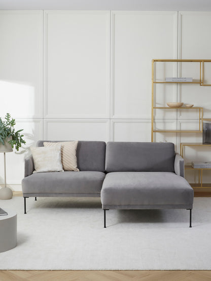 Fluzenna Velvet Corner Sofa, Small