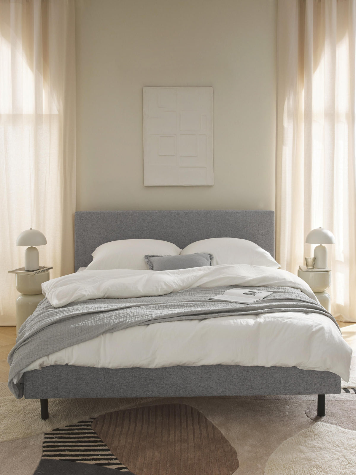 Giulfia Upholstered Bed with Wooden Feet