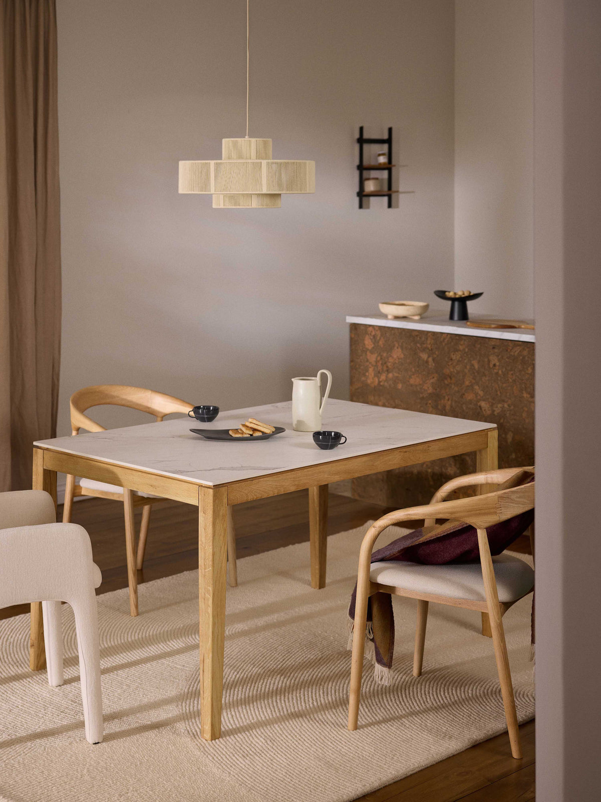 Jackino Dining Table with Marble-Look Tabletop, in Various Sizes