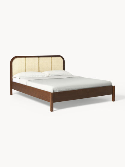 Jonaro Wooden Bed with Headboard in Vienna Cane