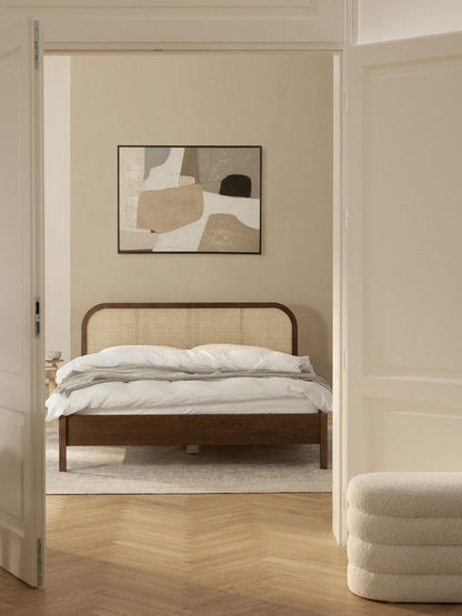 Jonaro Wooden Bed with Headboard in Vienna Cane