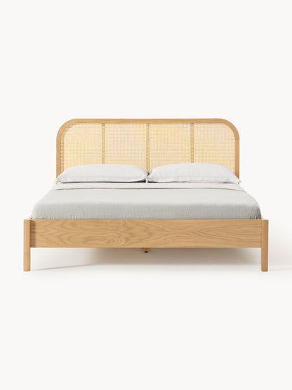 Jonaro Wooden Bed with Headboard in Vienna Cane