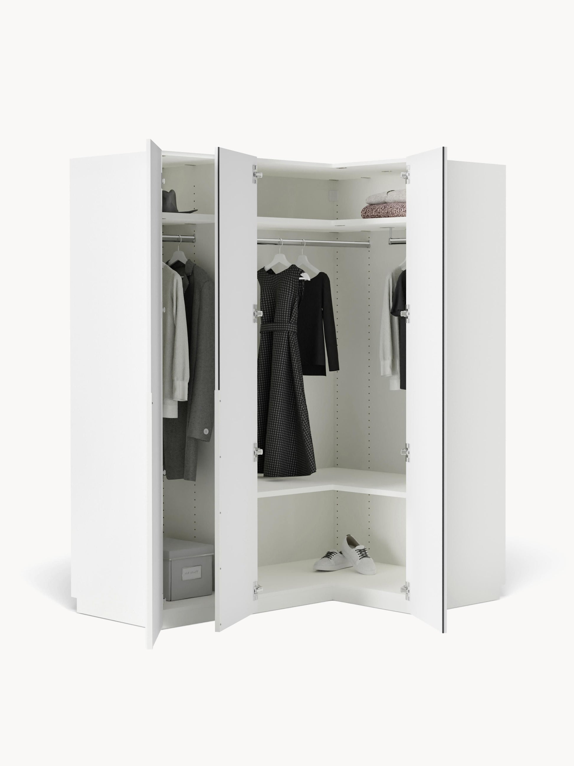 Lenvenno Modular Corner Wardrobe, 165 cm Wide, in Various Sizes