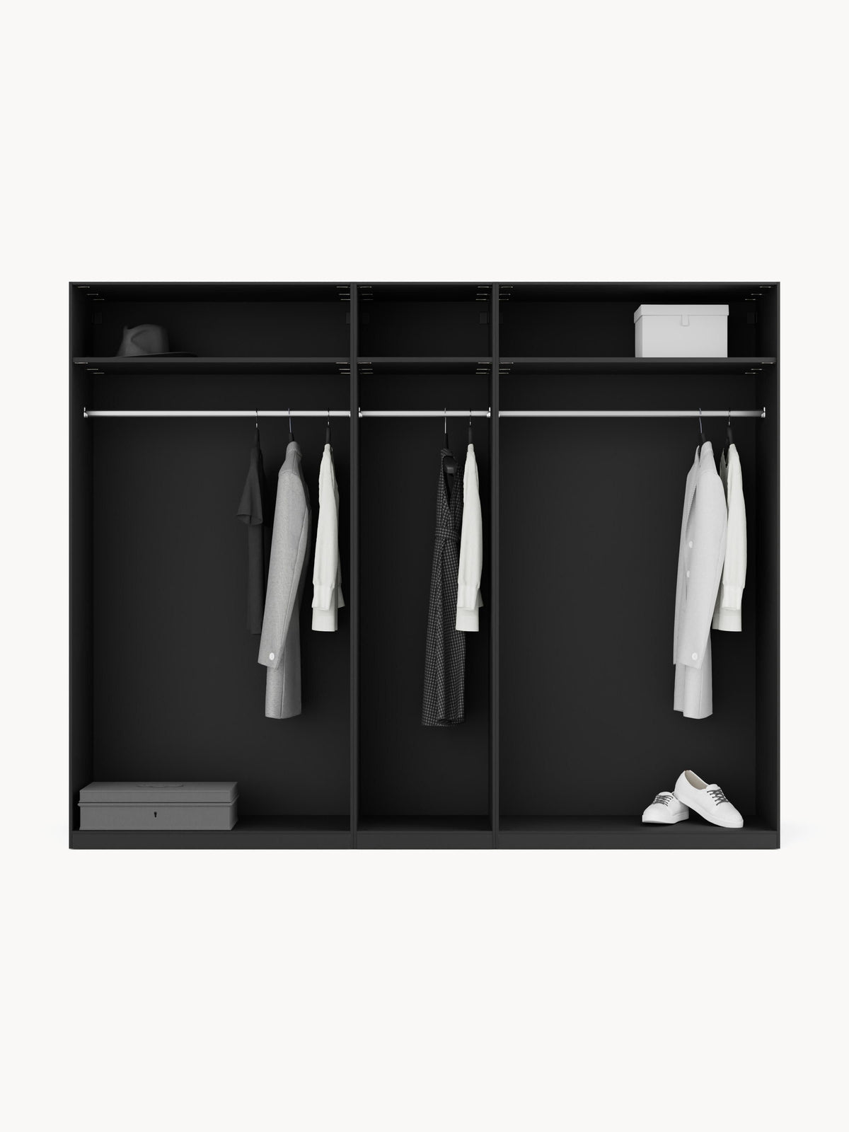 Lenvenno Modular Hinged-Door Wardrobe, 250 cm Wide, in Various Sizes