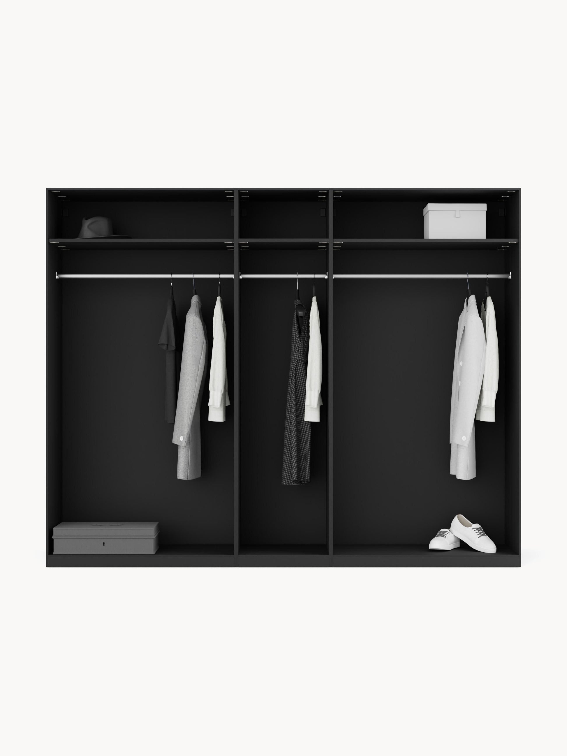 Lenvenno Modular Hinged-Door Wardrobe, 250 cm Wide, in Various Sizes