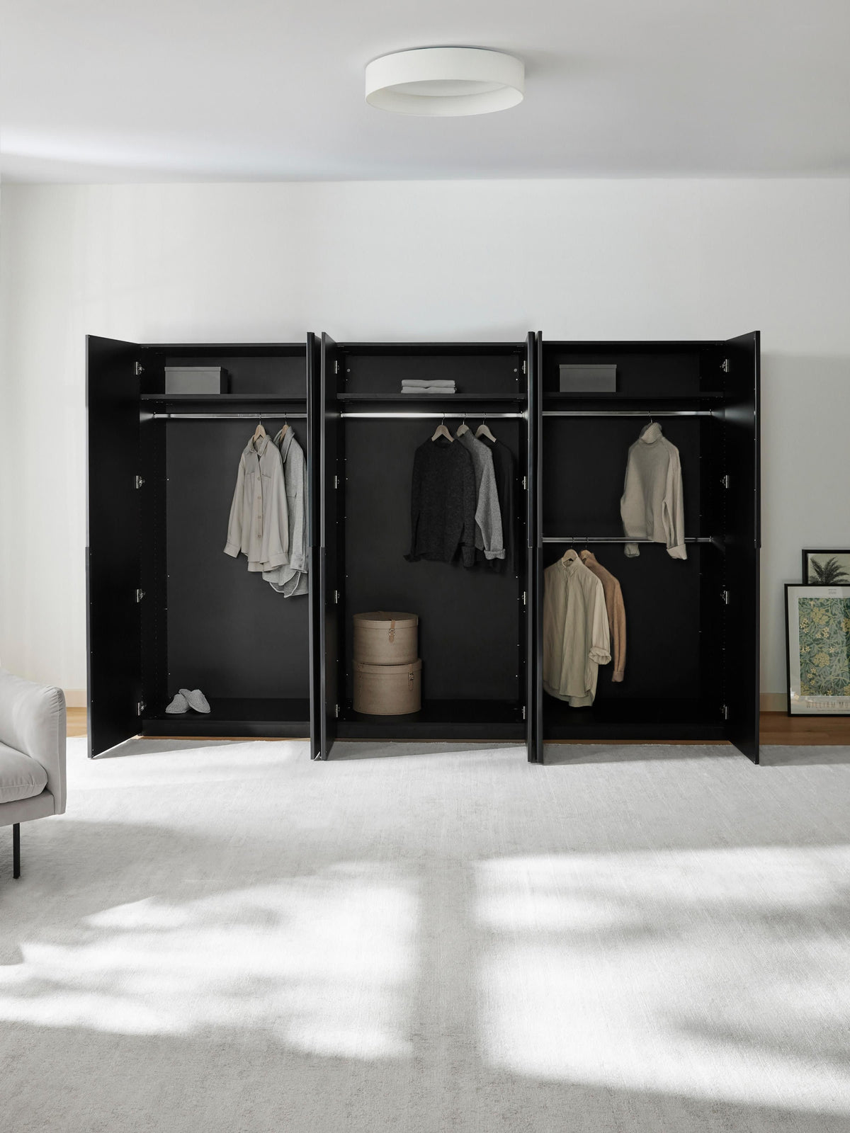 Lenvenno Modular Hinged-Door Wardrobe, 300 cm Wide, in Various Sizes