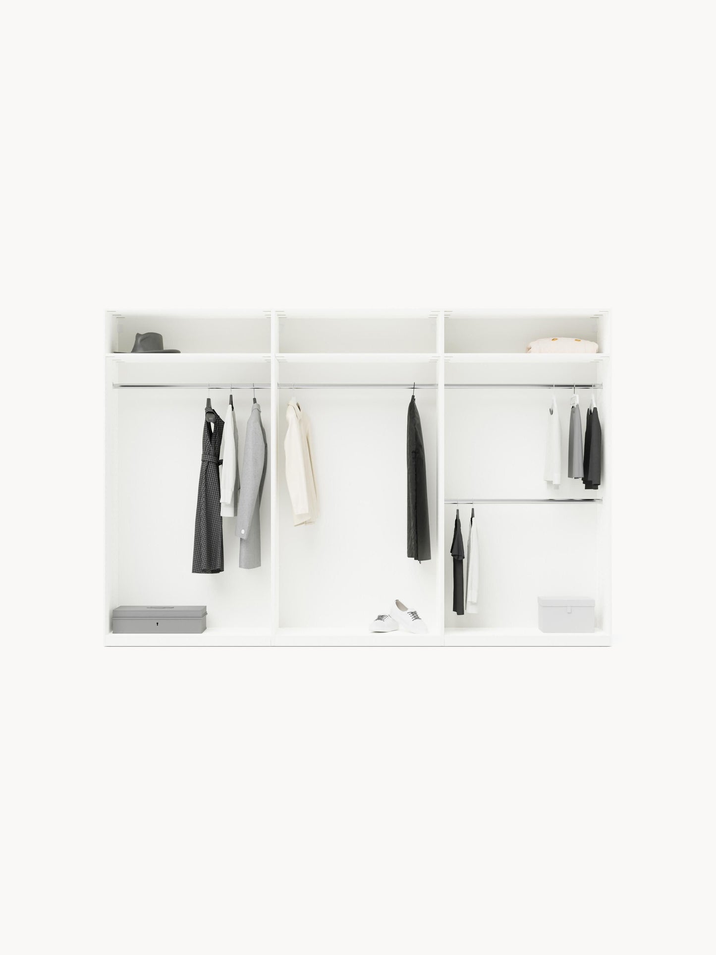 Lenvenno Modular Hinged-Door Wardrobe, 300 cm Wide, in Various Sizes