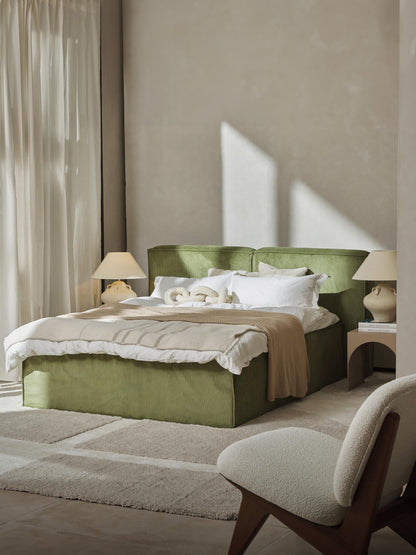 Lenzaro Box Spring Bed in Corduroy