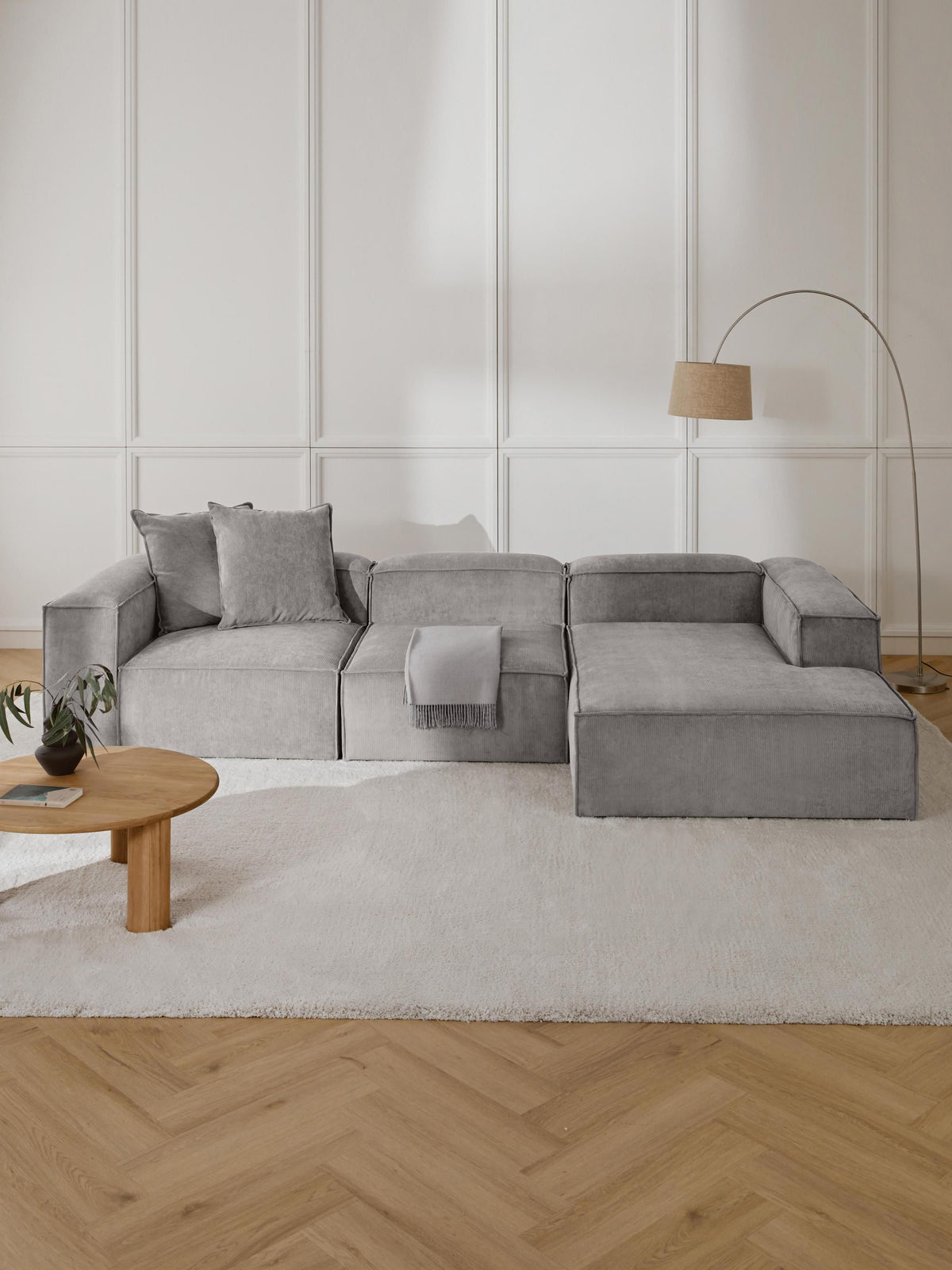 Lenzaro Modular Corduroy Corner Sofa (4-Seater)