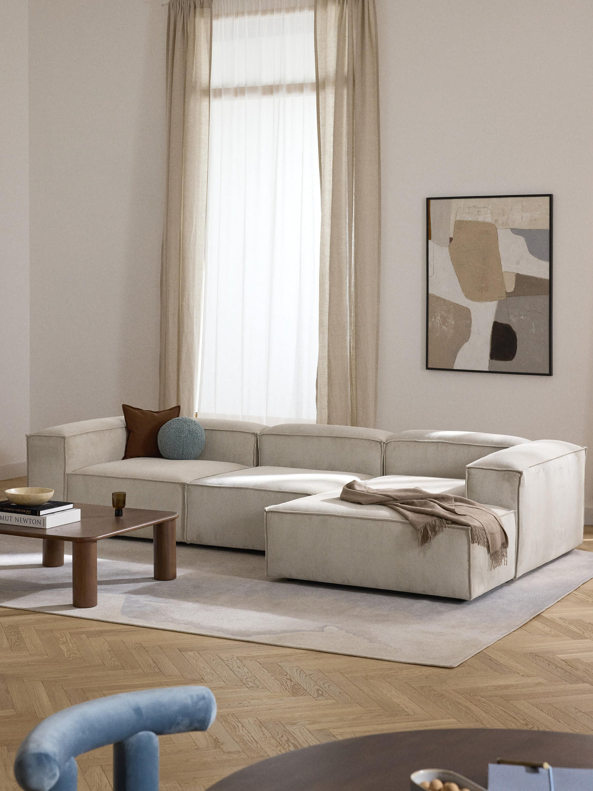 Lenzaro Modular Corduroy Corner Sofa (4-Seater)