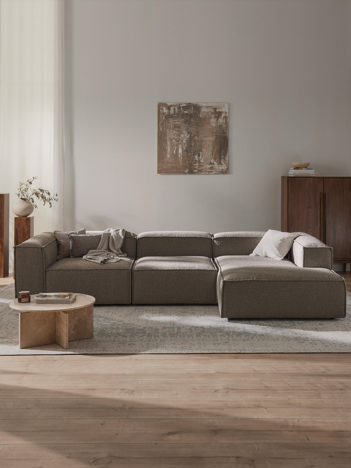 Lenzaro Modular Corner Sofa (4-Seater) in Bouclé