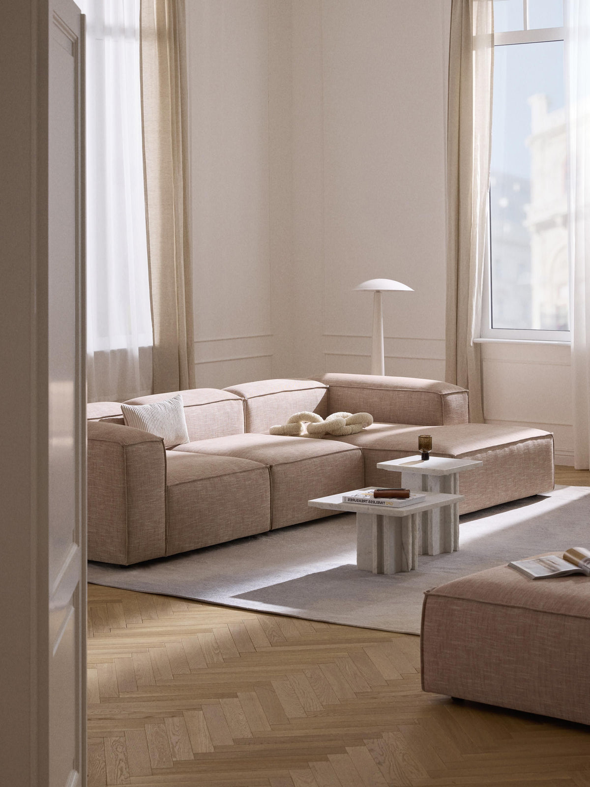 Lenzaro Modular Corner Sofa (4-Seater) in Linen Blend