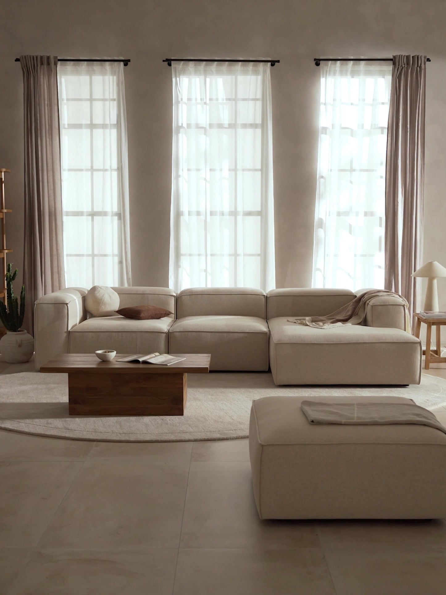 Lenzaro Modular Corner Sofa (4-Seater) in Linen Blend